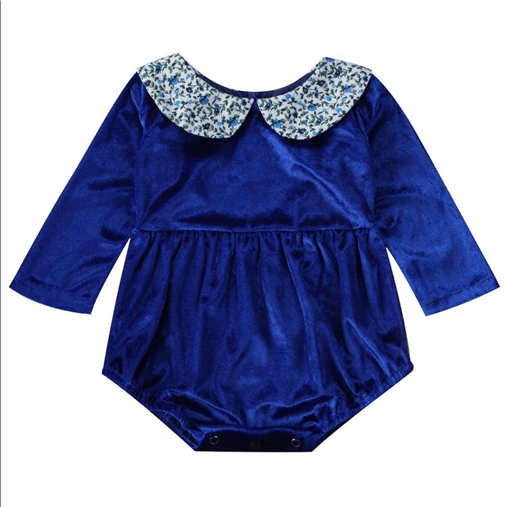 Peter Pan Collar Royal Blue Romper